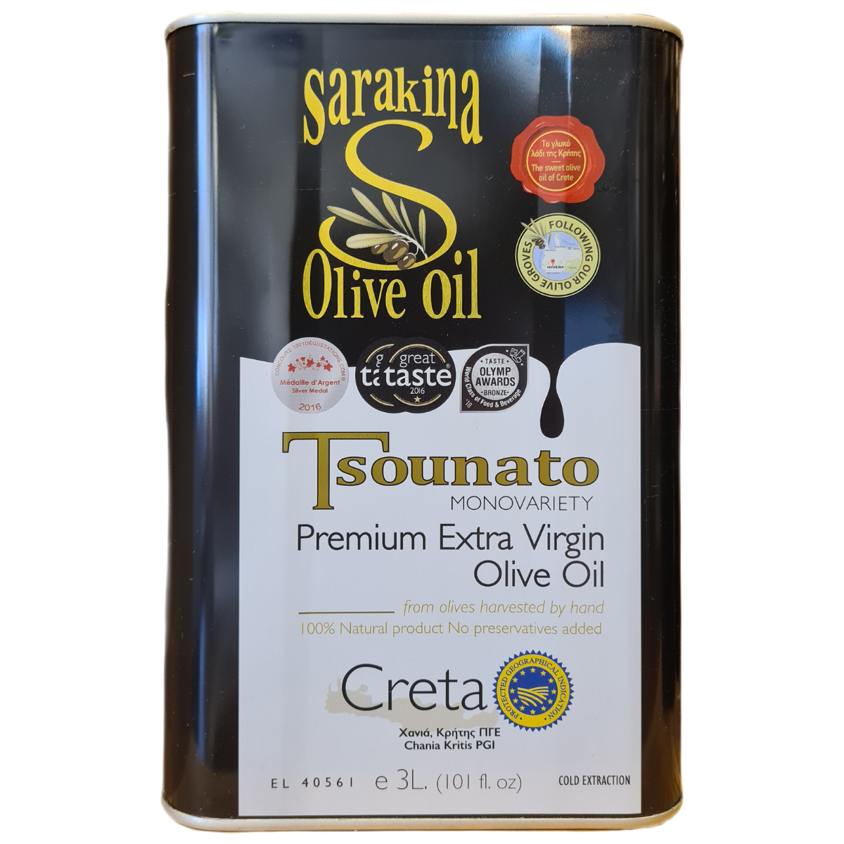 Extra Virgin Olivolja "Tsounato" 3l Sarakina